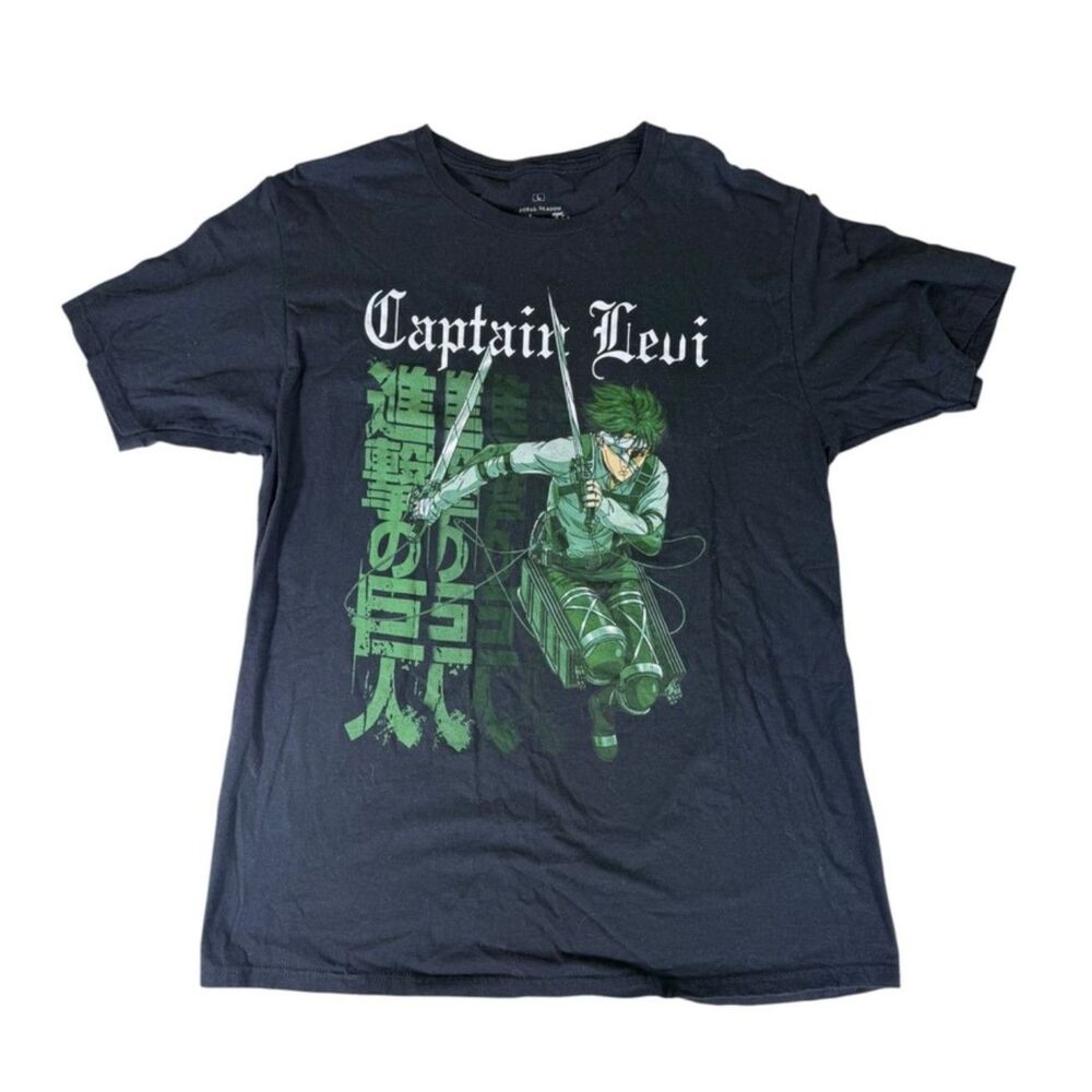 Attack on Titan Black Captain Levi T-Shirt Size Large